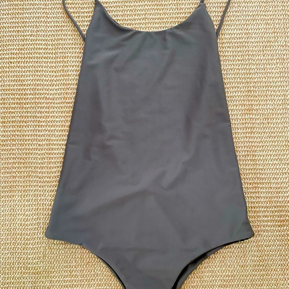 MIKOH taupe low back one piece.  Size Small.